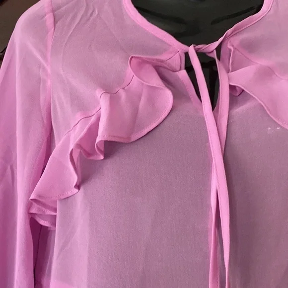 Banana Republic Petite ruffles top in orchid jubilee Sz XXS - Picture 9 of 12